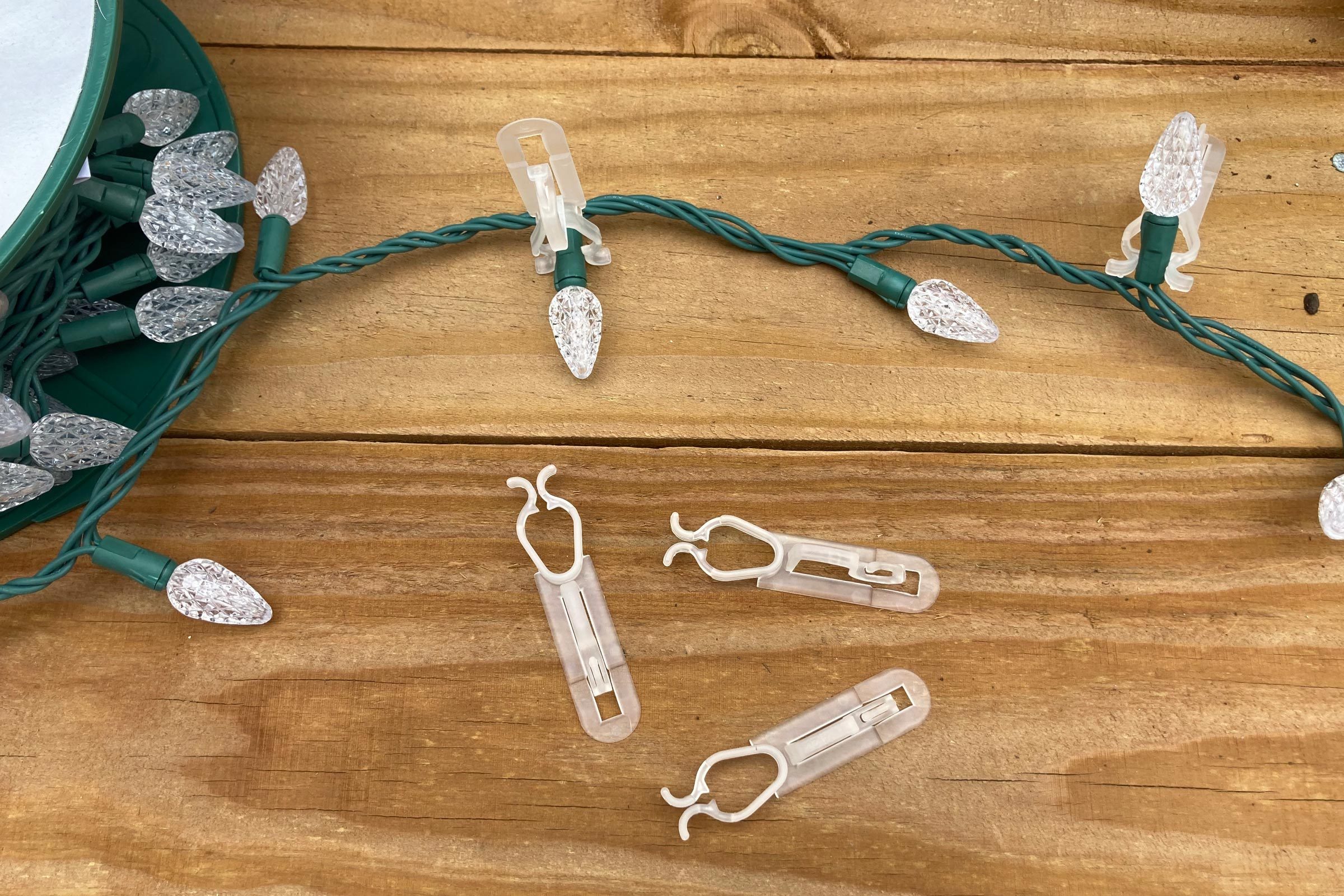 christmas lights and clips for hanging