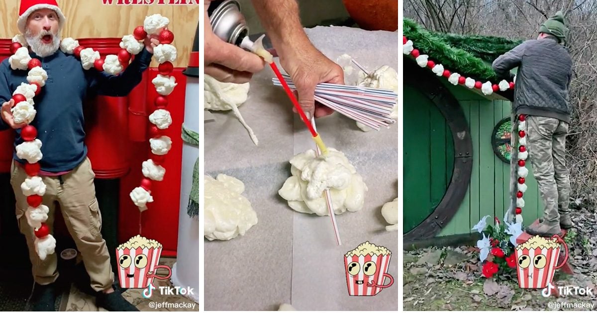People Are Making Giant Holiday Popcorn Garlands Out of Spray Foam and We're Impressed