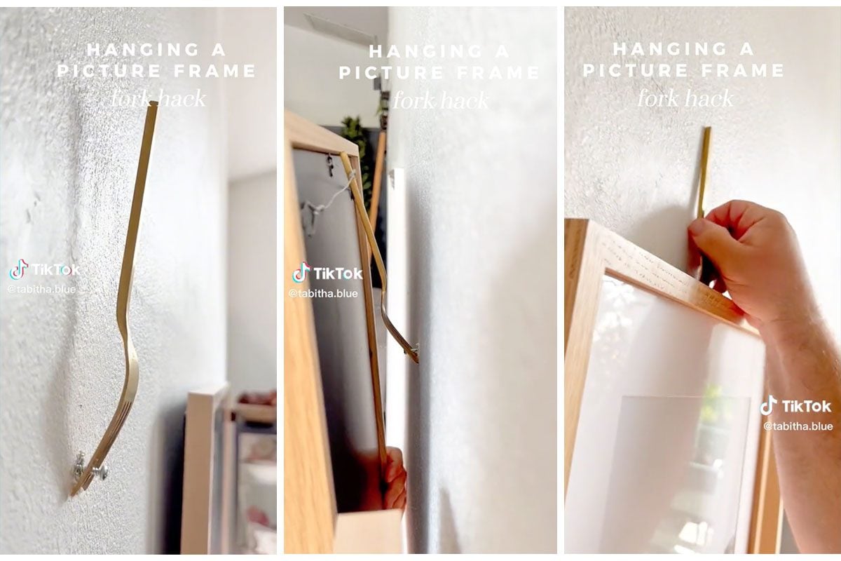 This Hack Makes It Super Easy to Hang a Picture—and All You Need Is a Fork