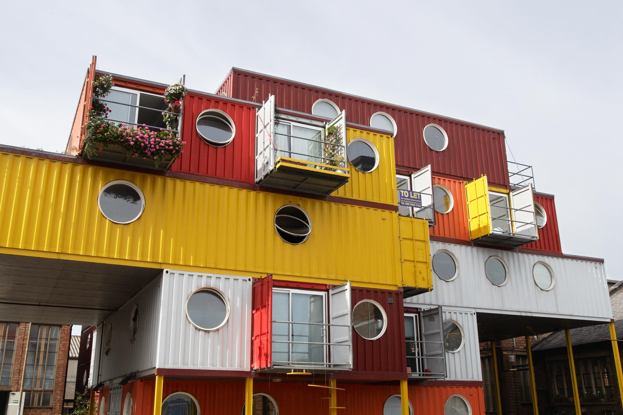 colorful and Sustainable Storage Container apartment buildings in the UK