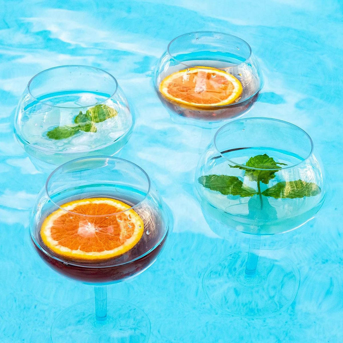 Floating Wine Glasses for Pool Set of 4 Shatterproof Poolside Wine