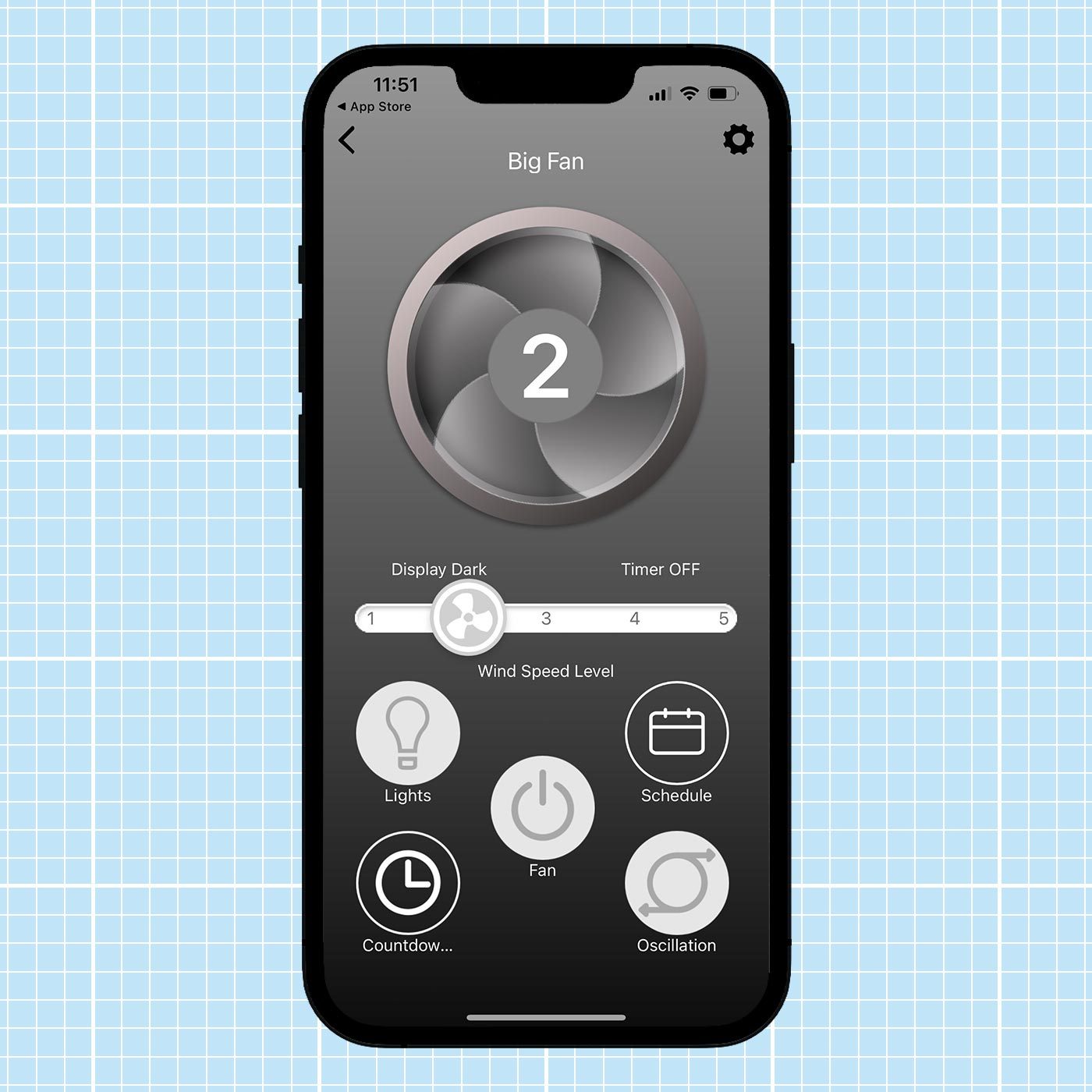 Lasko Smart Fan Tower app mockup on iphone
