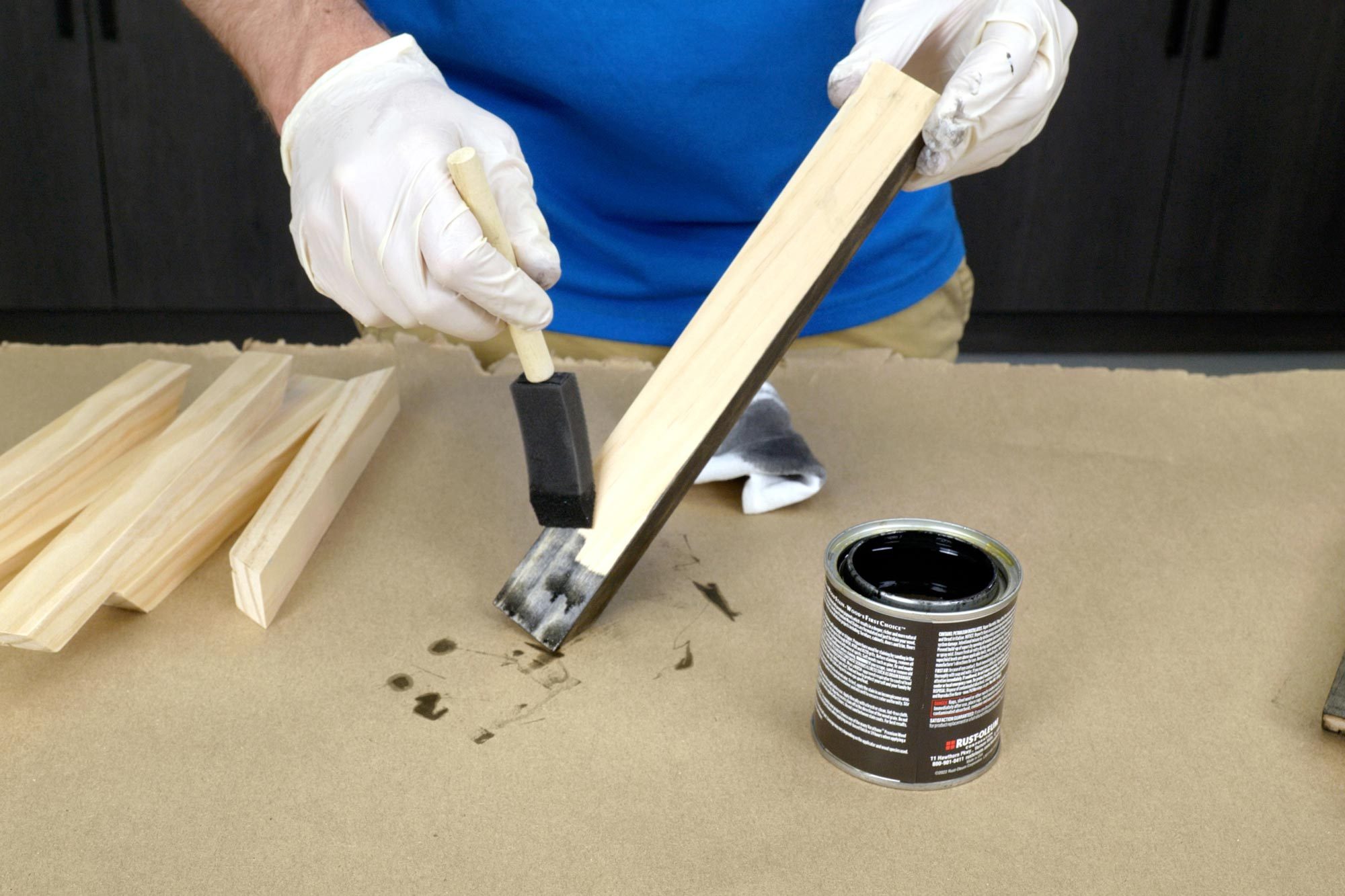 Shadow Box staining with brush