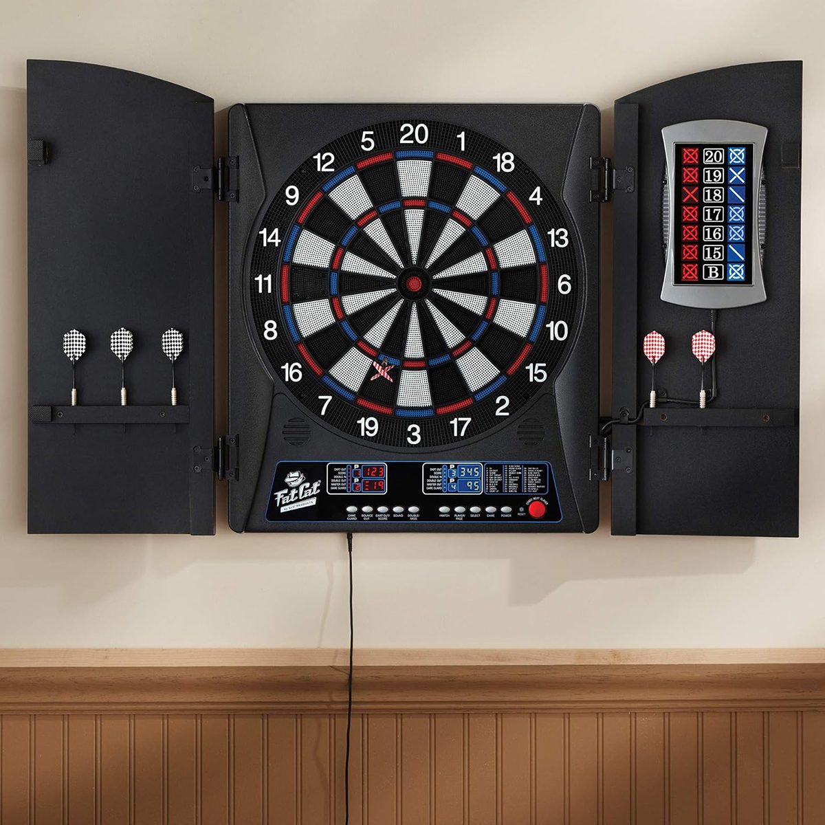 Dart Board Cabinet Set - Steel-Tip Dart Board Adult Game Bar Set for Room  Decor, Man Caves, and Backyard Games - by Trademark Games 