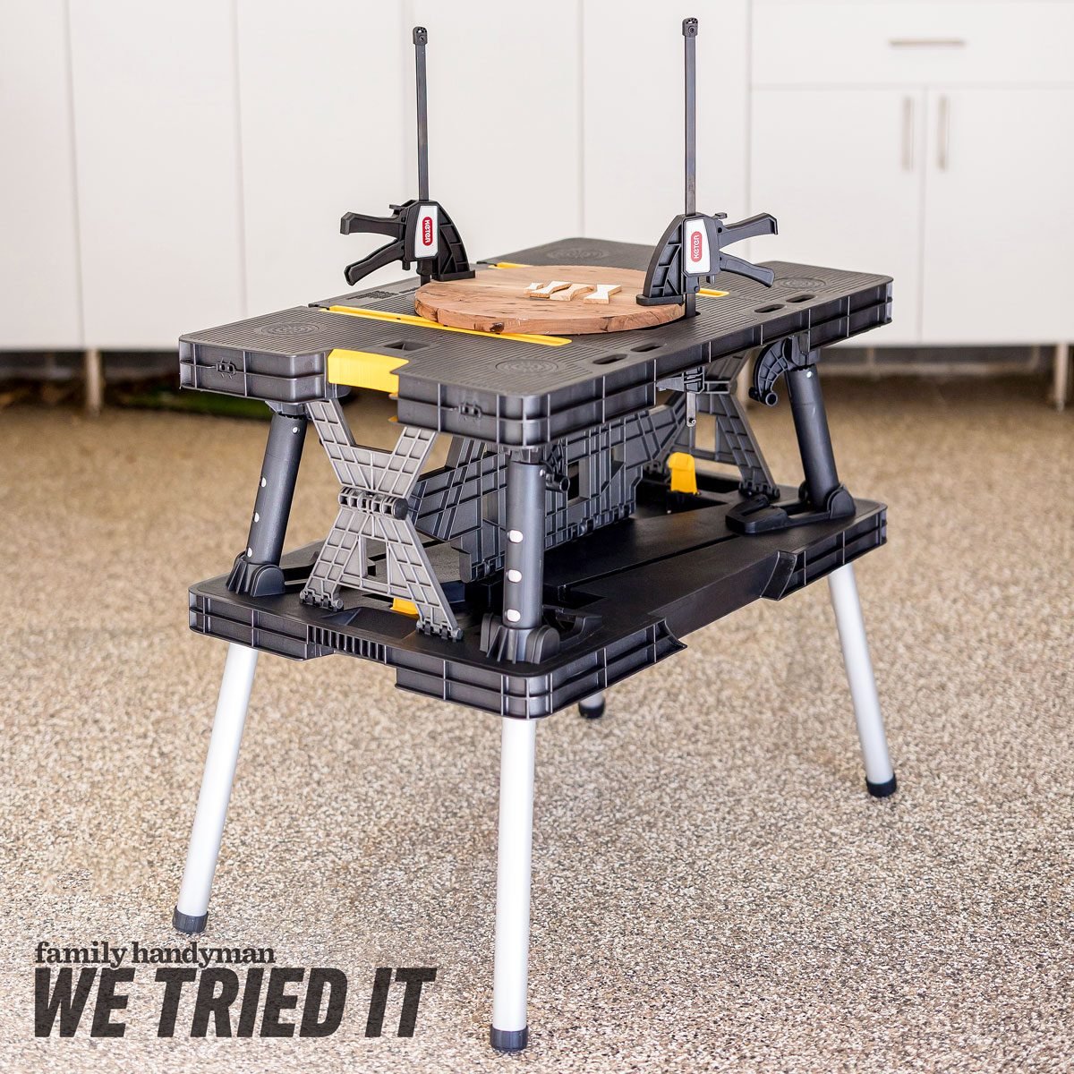 Folding tool outlet table