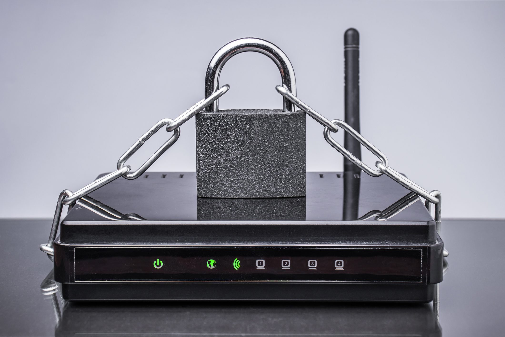 Router, chain and padlock for a Password protected Wi Fi network