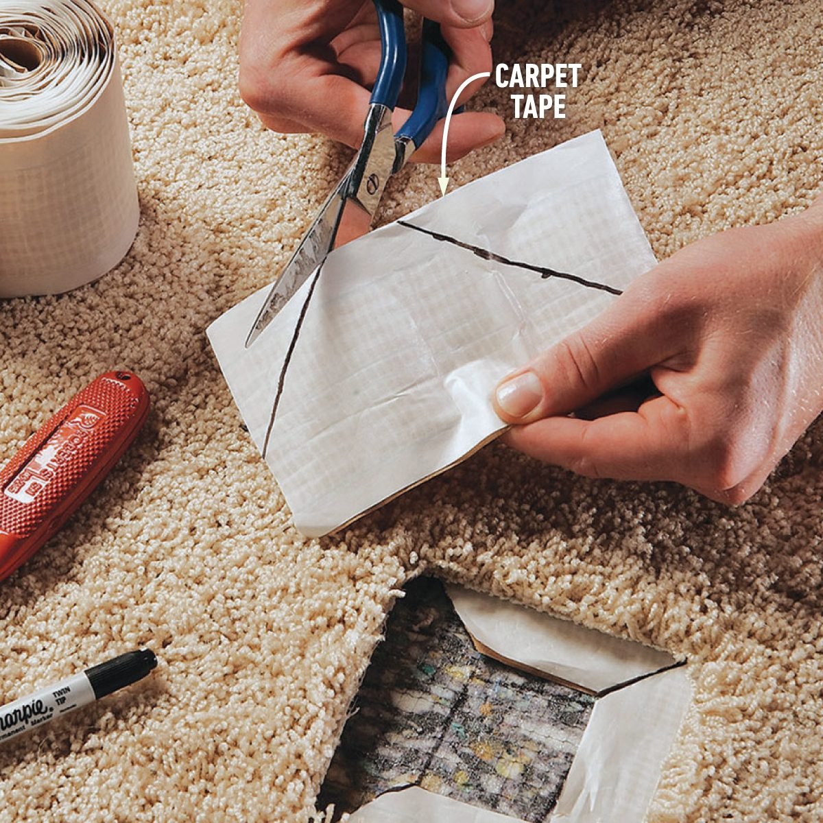 How To Repair A Hole In Carpet And Other Common Fixes Test-fit the replacement piece