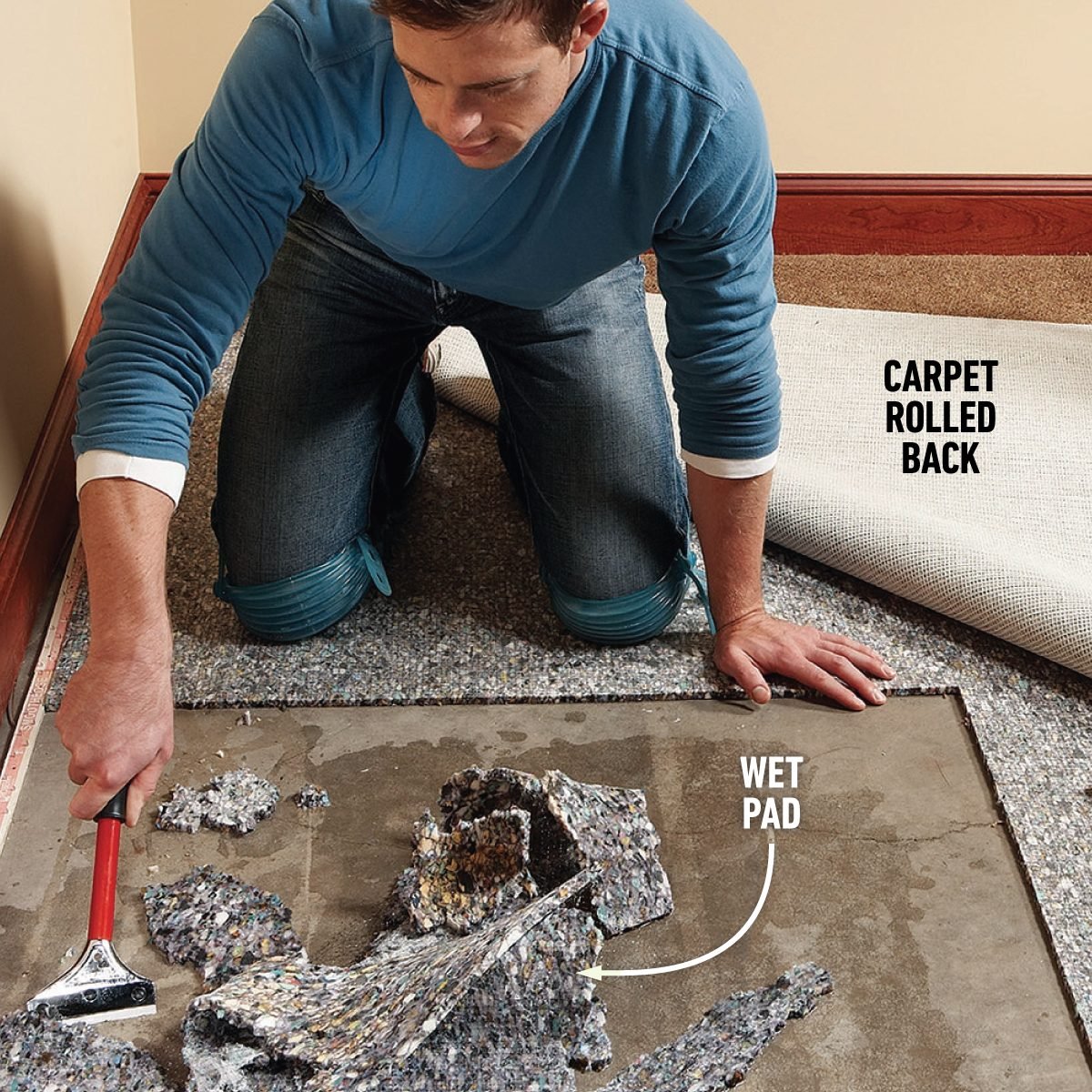 How To Repair A Hole In Carpet And Other Common Fixes Tear out the soggy pad and dry the carpet