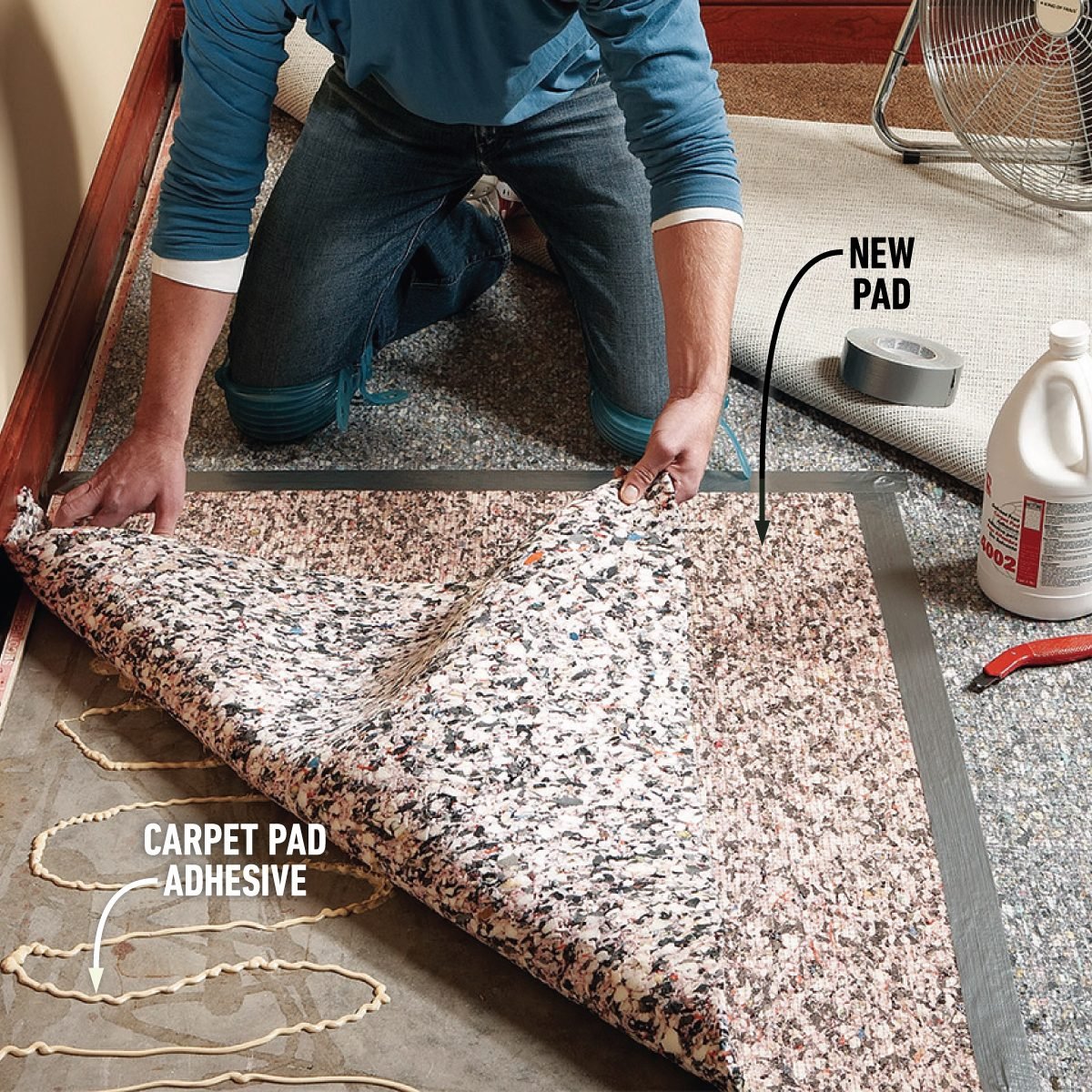 How To Repair A Hole In Carpet And Other Common Fixes patch in the new pad