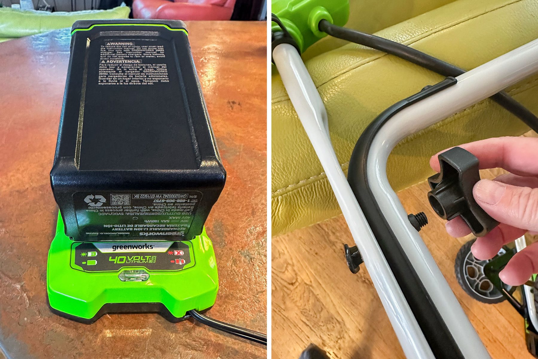 Greenworks Cordless Snow Blower Battery and Assemby