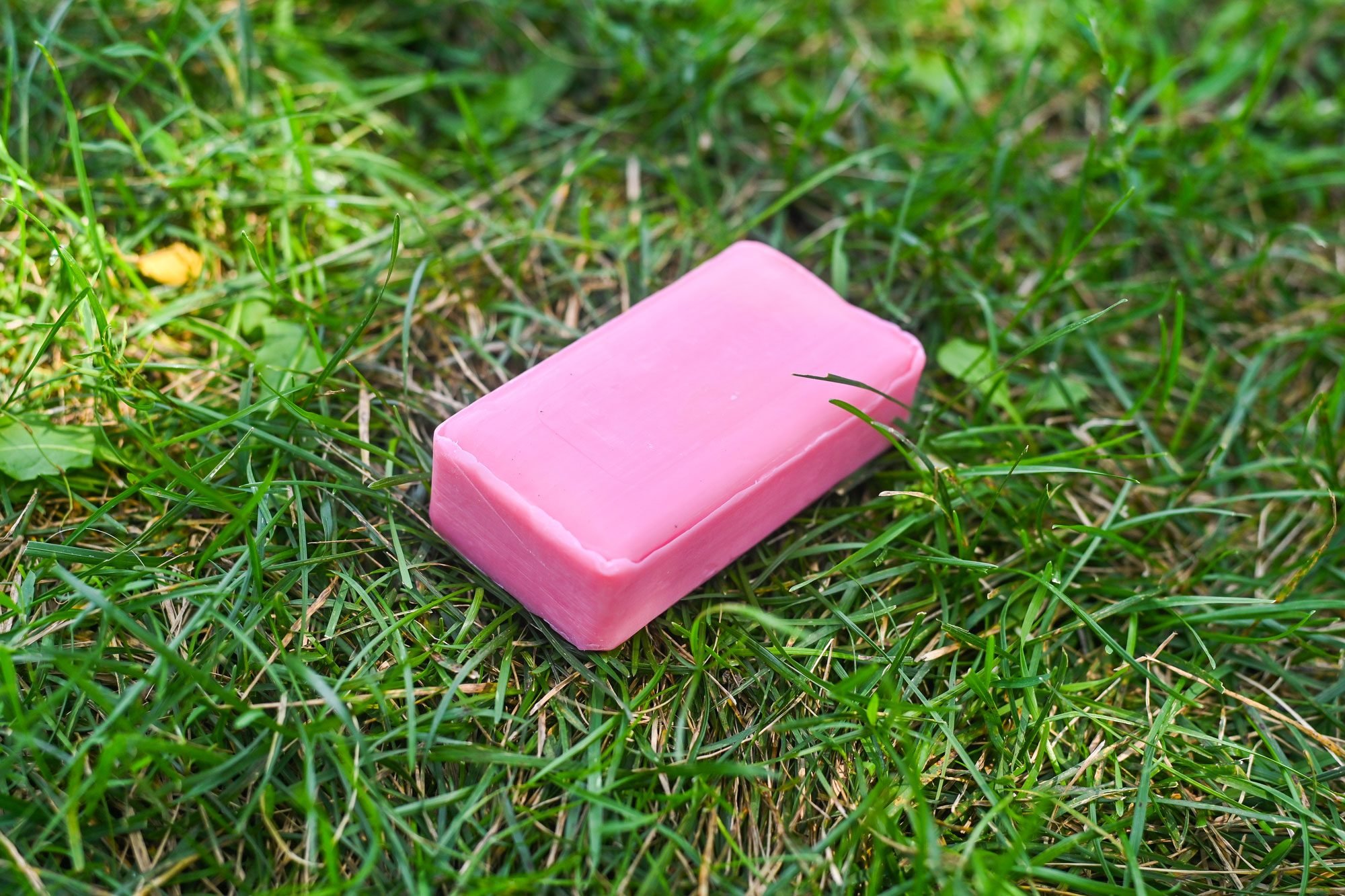 Pink Toilet Soap On The Green Grass