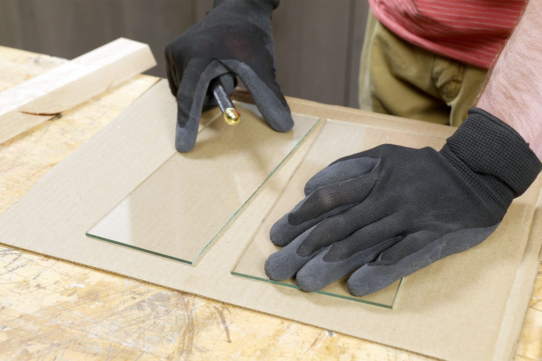 Separating the two glass halves with hands