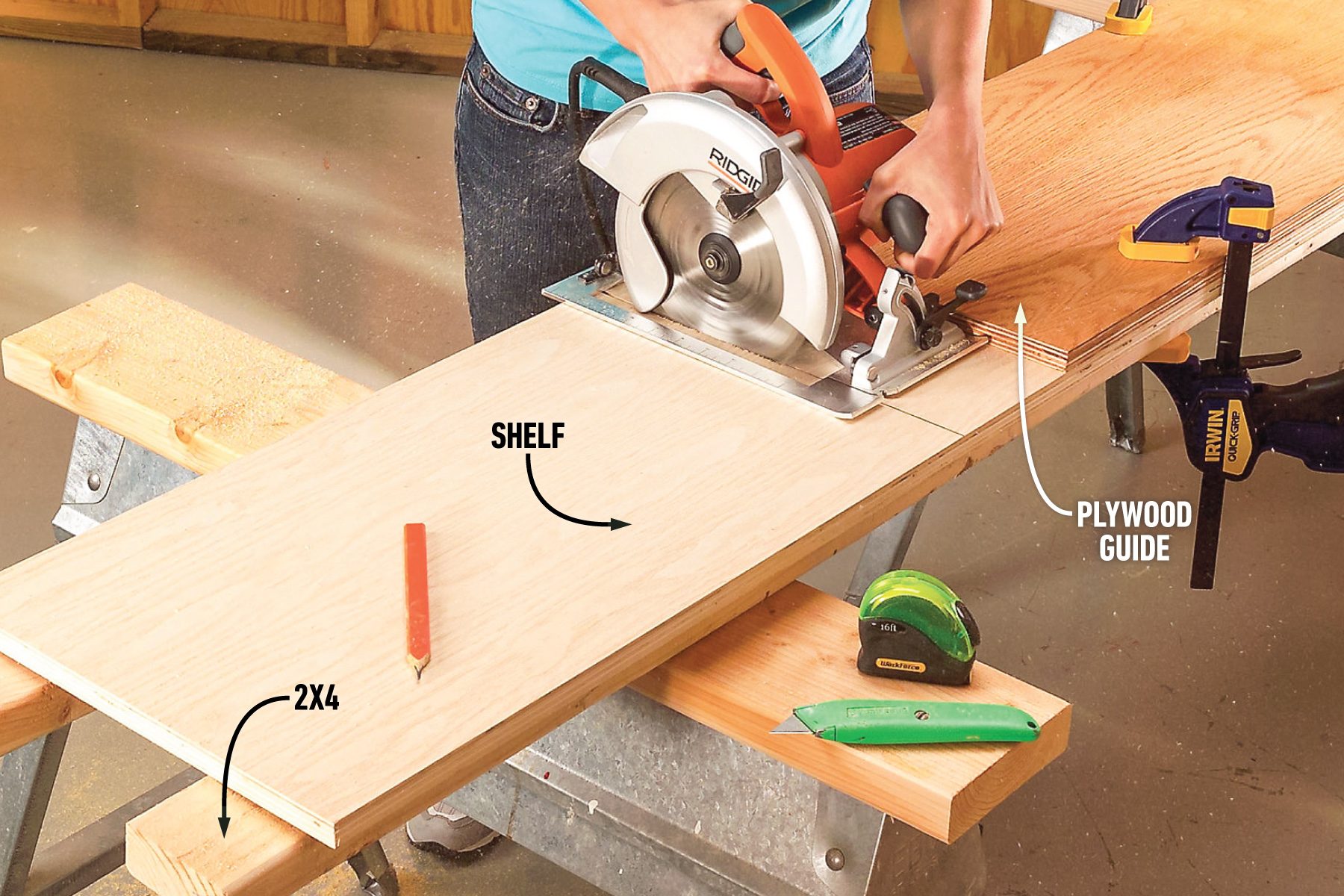 How To Install A Simple Rod And Shelf System For Your Closet Use a Guide to Crosscut