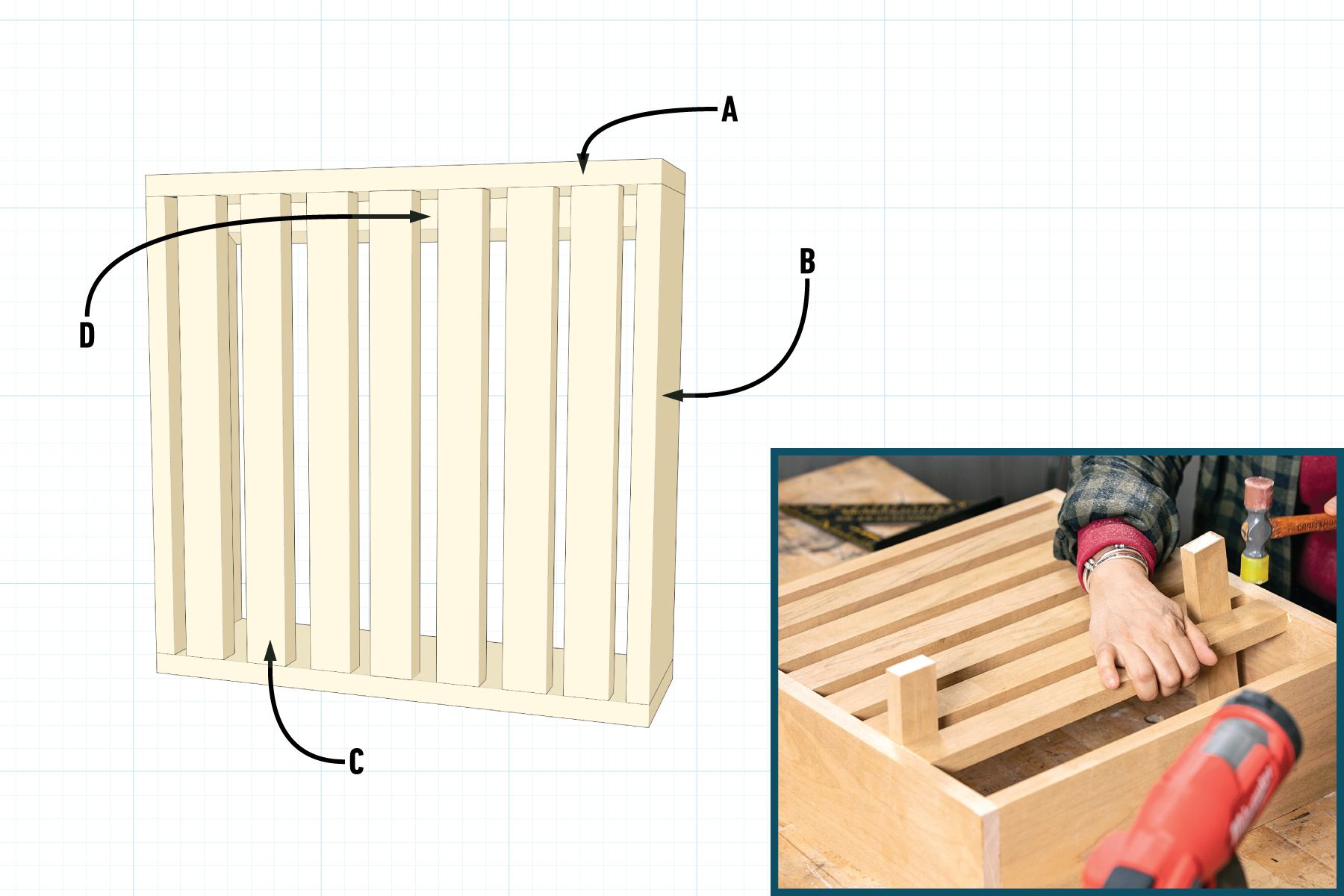 How To Make A Living Wall Build the vertical slat boxes with diagram and photo inset