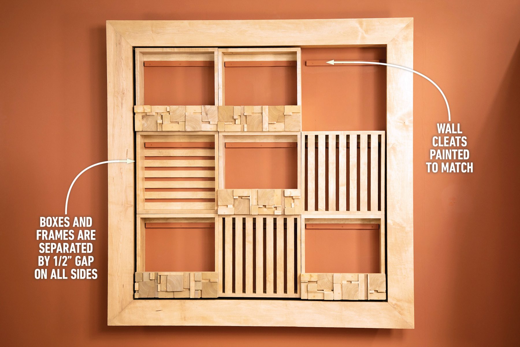 How To Make A Living Wall Install the boxes on orange wall