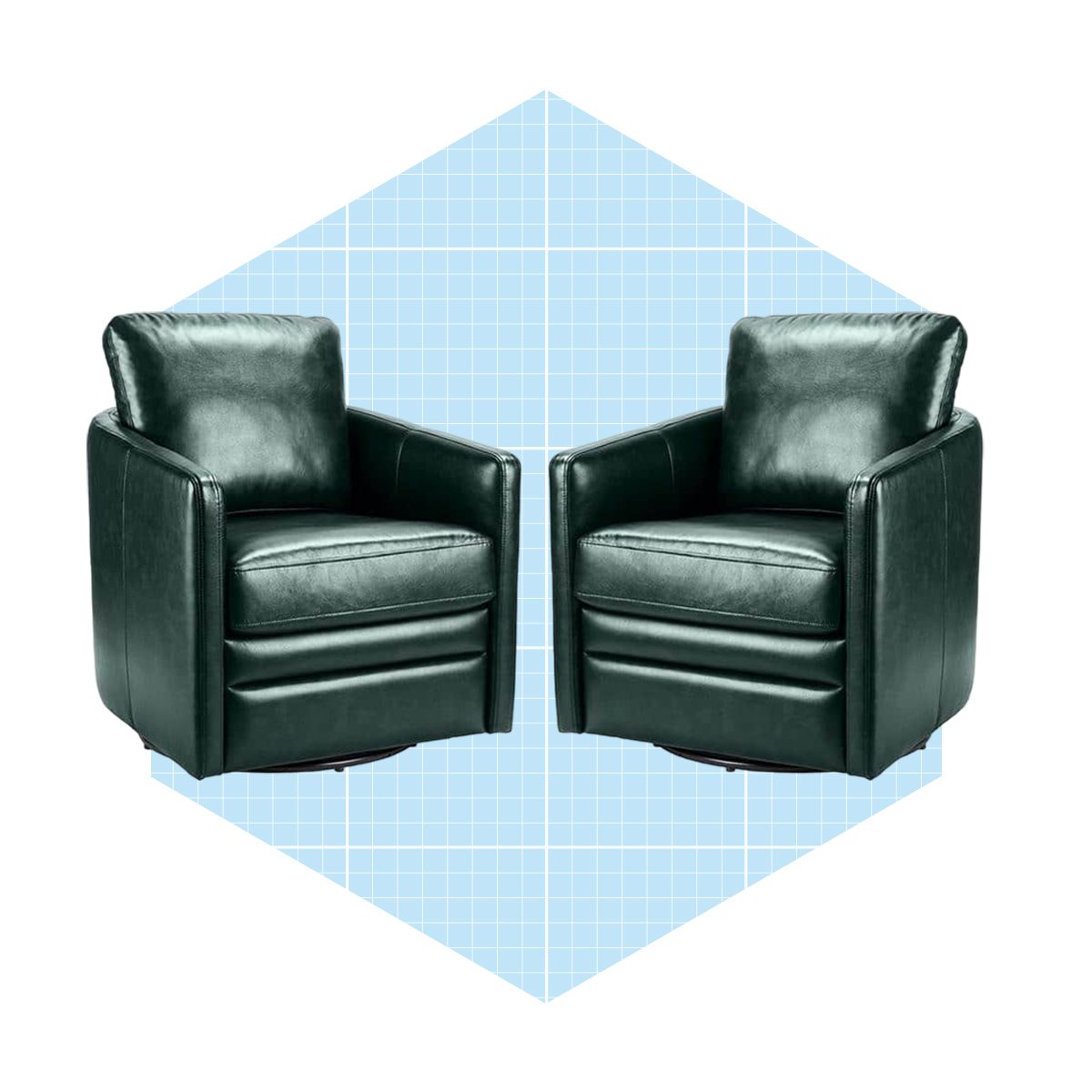 Artful Living Design Rosario Green Faux Leather Swivel Arm Chair With Cushion Ecomm Via Homedepot.com