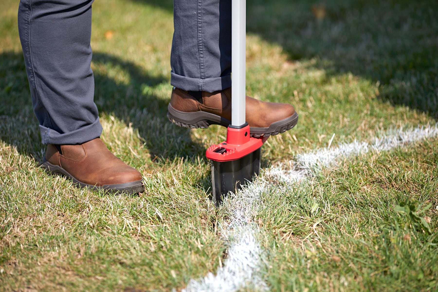 Grass being cut along line