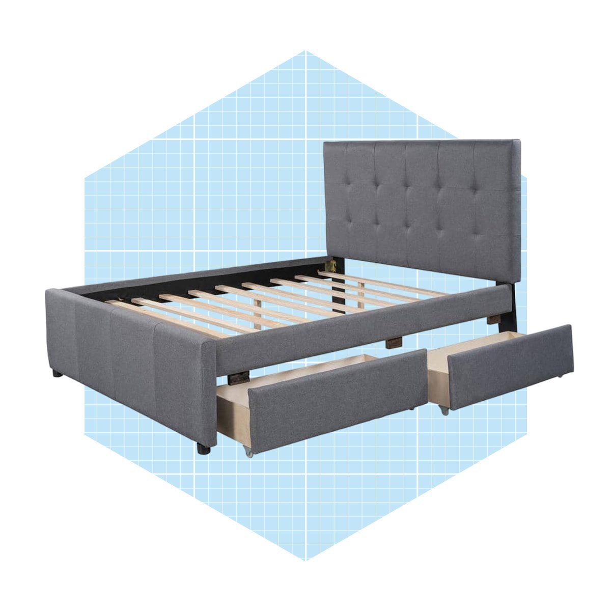 Harper & Bright Designs Linen Upholstered Platform Bed With Headboard And Drawers Ecomm Via Homedepot.com