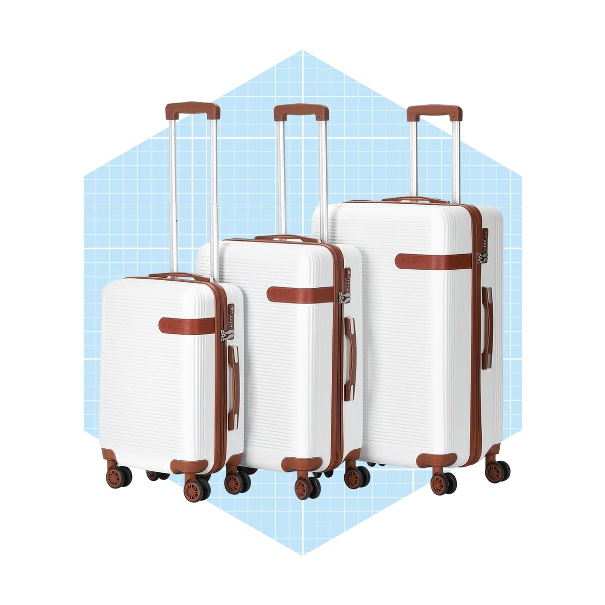 Hikolayae Catalina Waves Nested Hardside Luggage Set In White Ecomm Via Homedepot.com