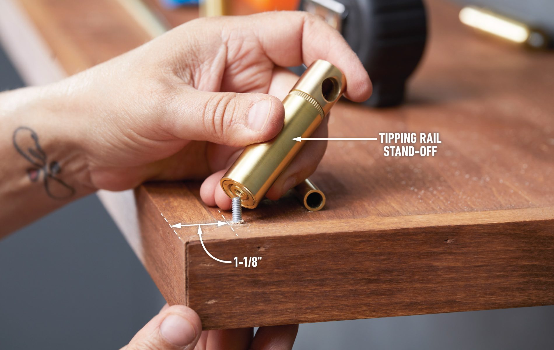 How To Build Bar Shelves Install the tipping rail