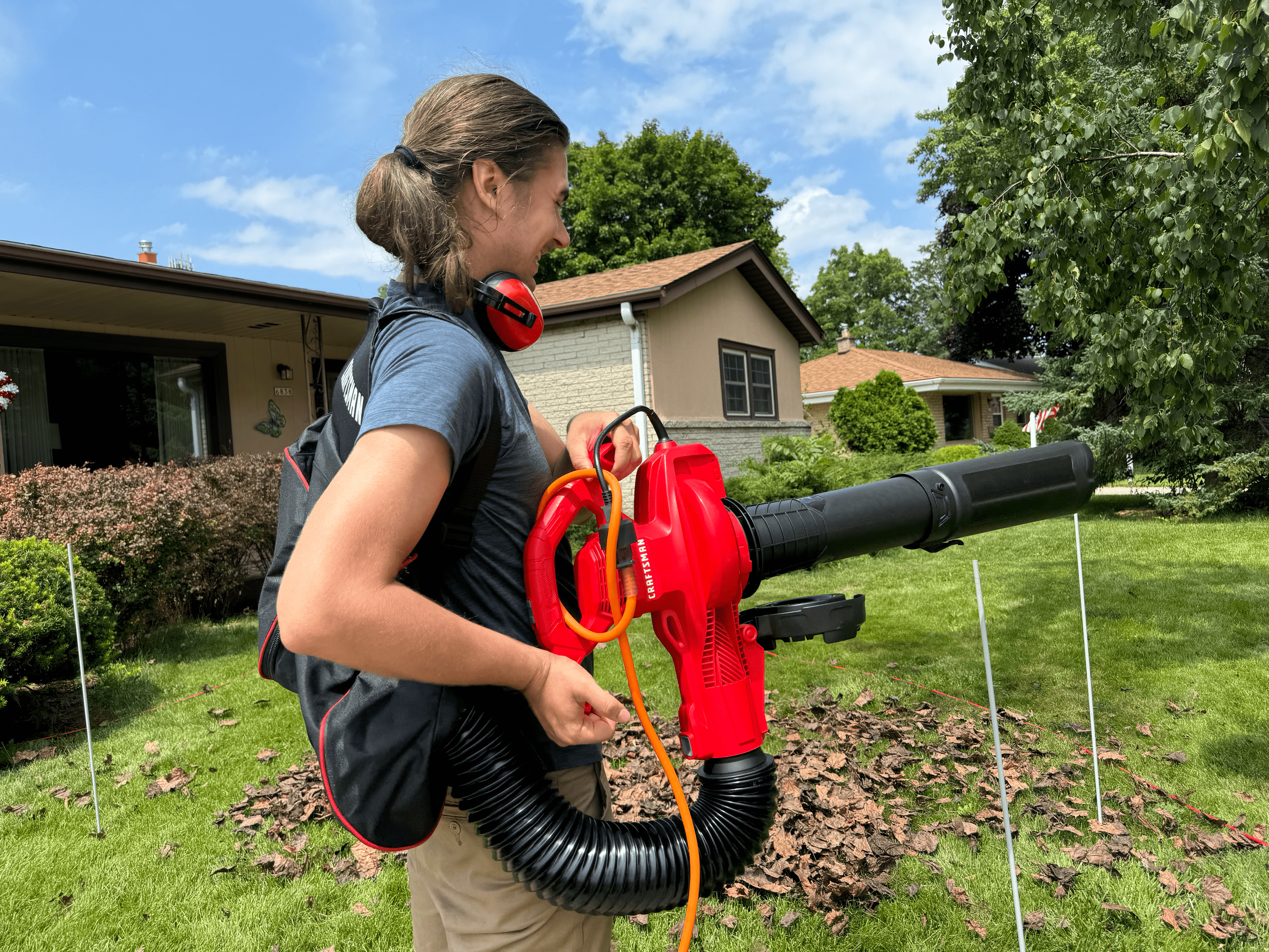 Holding Crafstman Backpack