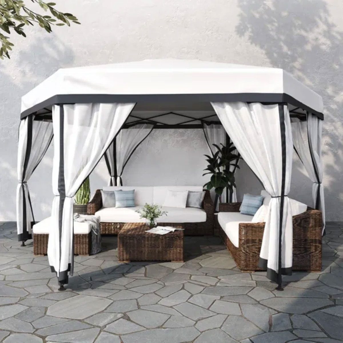 Sunjoy 2 Tone Hexagon Steel Frame Soft Top Gazebo Ecomm Via Wayfair.com.jpg